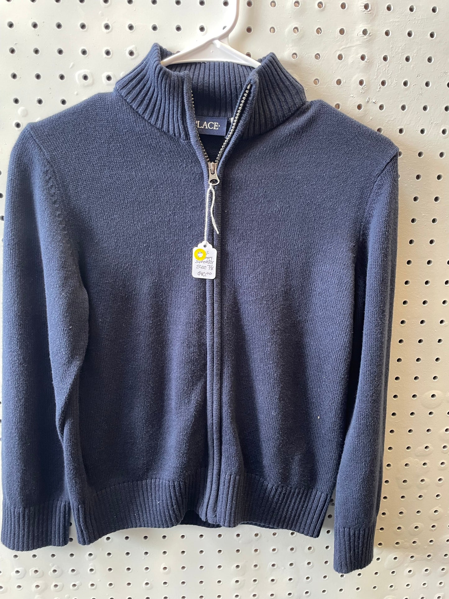 Children Place Zip Up Sweater - Navy Blue Boys Size 7/8