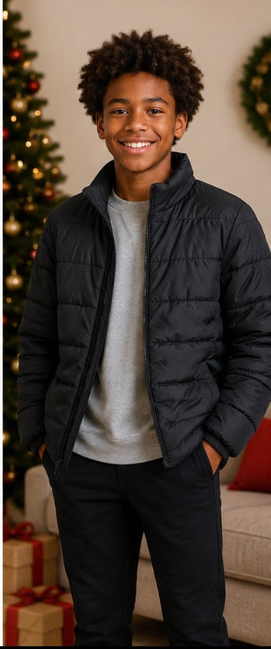The Children’s Place Boys Black Quilted Puffer Jacket Size XL 14