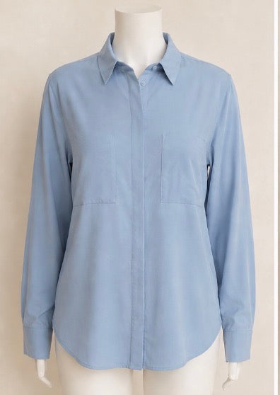 Fashion Nova CEO of Slaying Blue Button-Down Top Size Small NWT
