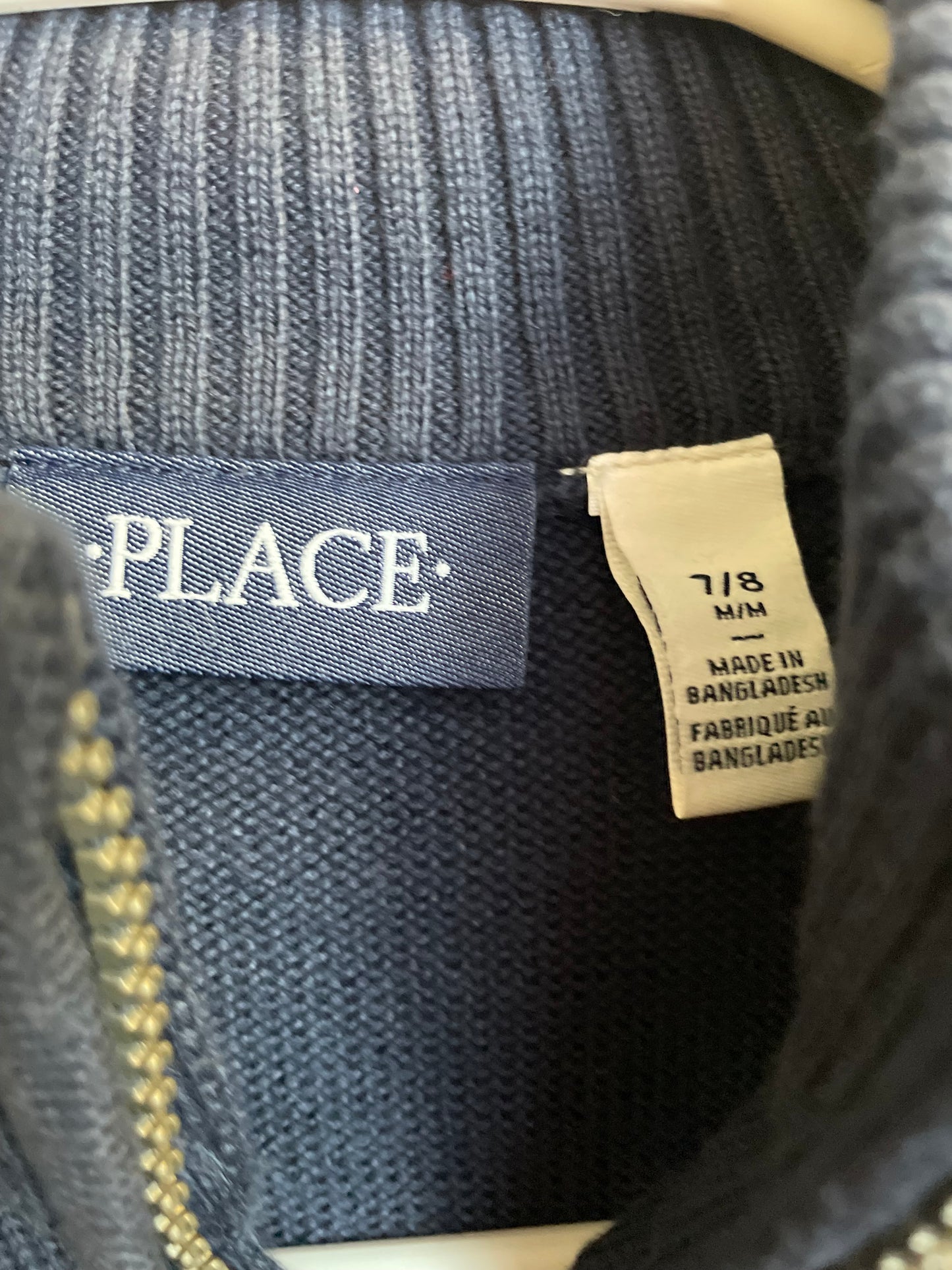 Children Place Zip Up Sweater - Navy Blue Boys Size 7/8