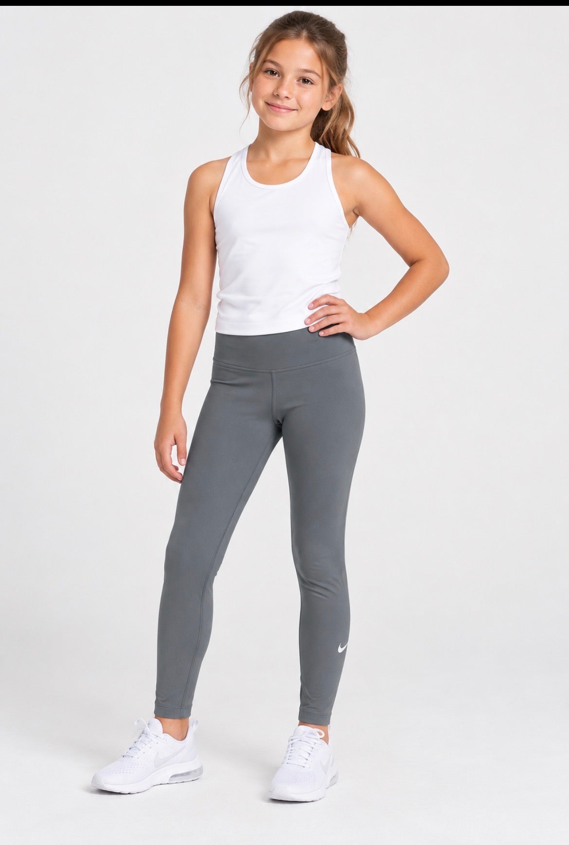 Nike girl's grey athletic leggings Size 10/12