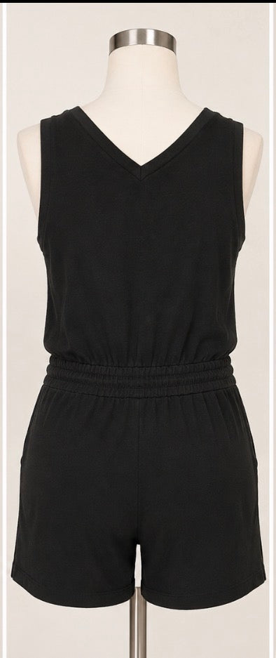 Women’s Black & Gold CK Sleeveless Romper – Size Medium