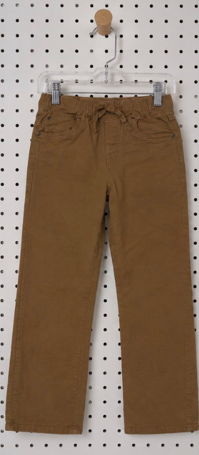 Carter’s Boys Tan Khaki Pull-On Pants Size 10/10A Straight Leg Adjustable Drawstring