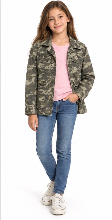 Gymboree Girls Hello Sunshine Camo Utility Jacket Size 7–8