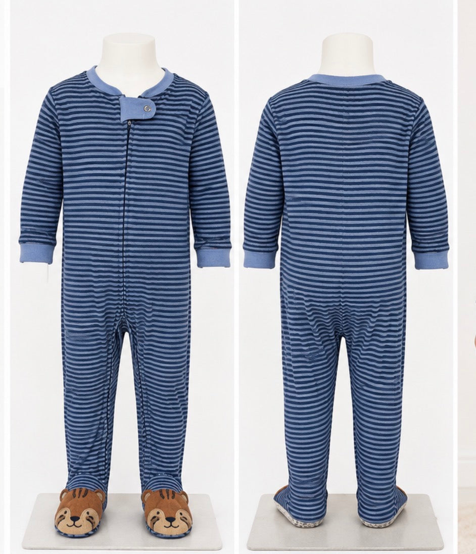 Carter’s Baby Boys 18M Blue Striped Footed Pajamas