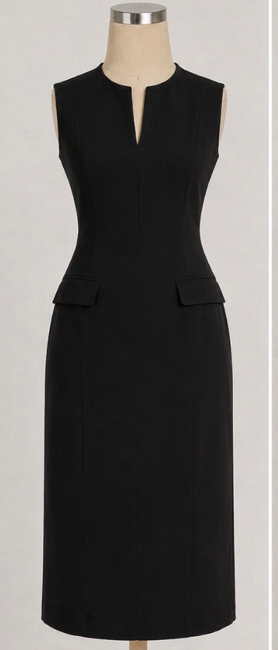 Black Sleeveless Midi Dress — Size Medium