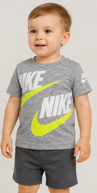 Nike Baby Boys Gray Neon Swoosh Graphic T-Shirt Size 12mons