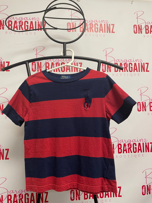 Ralph Lauren Polo Shirt ~Boys Size 6 ~Small Blue Red Stripe Big Pony Preppy~Great Condition
