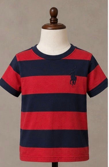 Ralph Lauren Polo Shirt ~Boys Size 6 ~Small Blue Red Stripe Big Pony Preppy~Great Condition