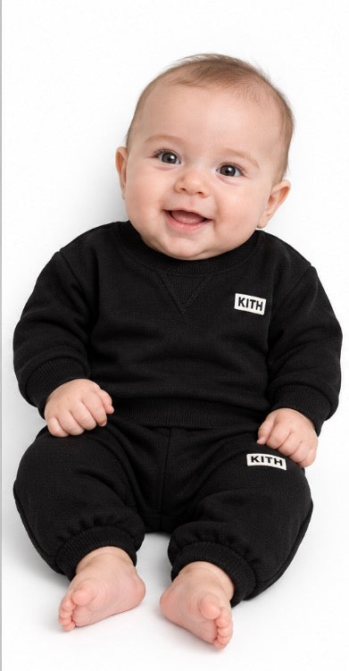 Kith Baby Black Logo Sweatshirt Jogger Set 3–6 Months NWT
