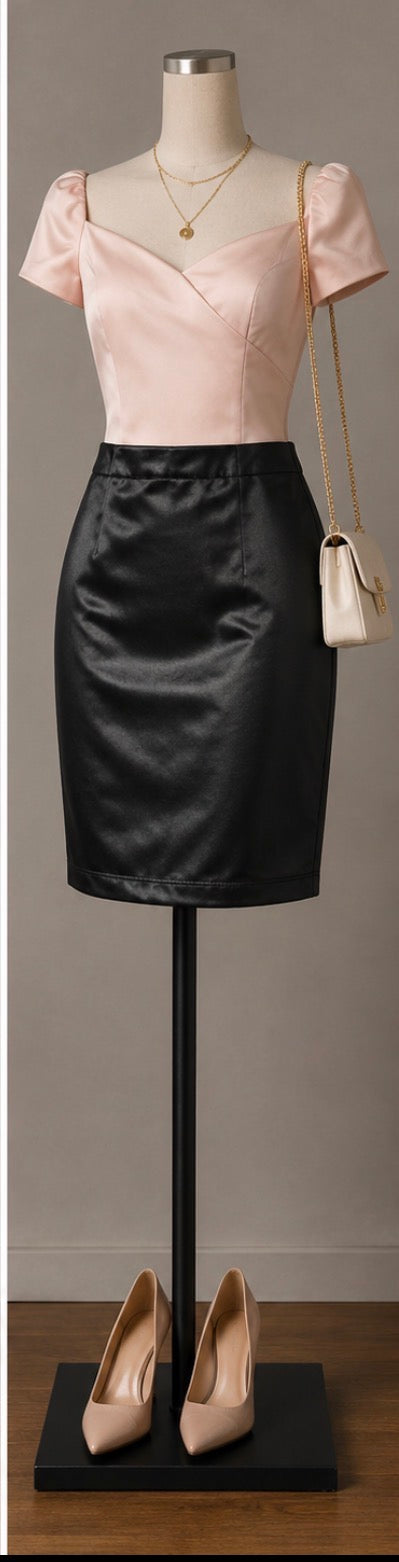 Haute Monde Women’s Large Black Stretch Pencil Skirt