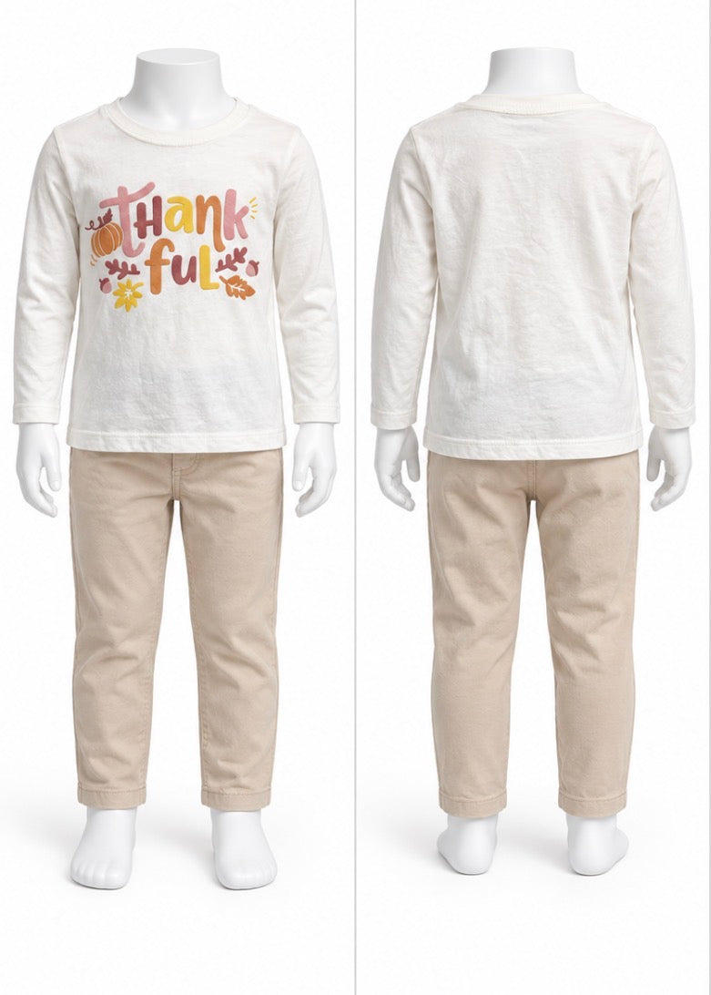 Carter’s Toddler Girls Thankful Thanksgiving Shirt Ivory Size 2T