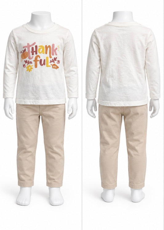 Carter’s Toddler Girls Thankful Thanksgiving Shirt Ivory Size 2T