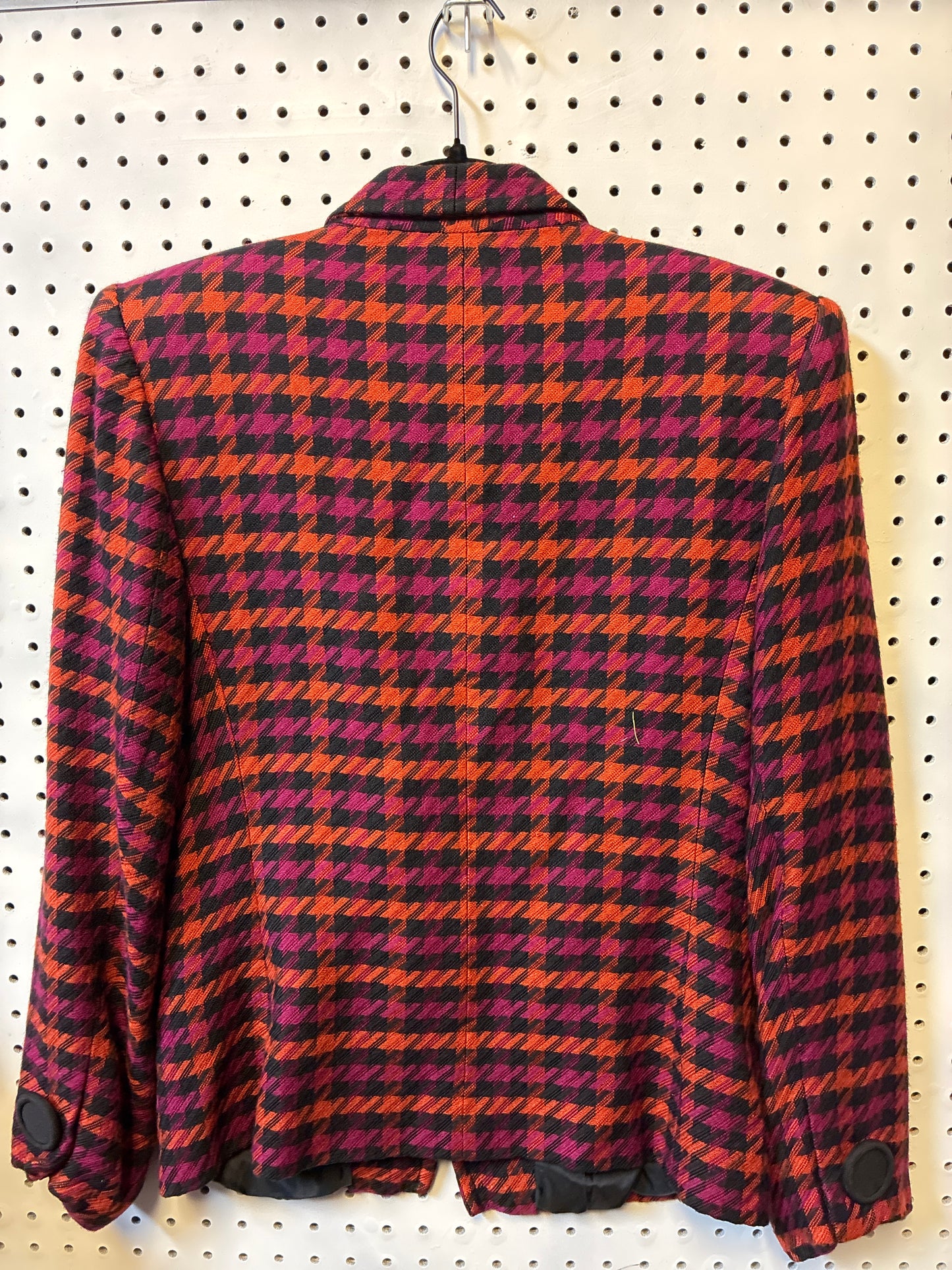 KASPER Women's Size 8 Houndstooth Multicolor Tweed Wool Blazer