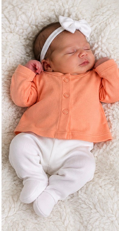 Child of Mine by Carter’s Newborn Peach Long Sleeve Snap-Front Cardigan