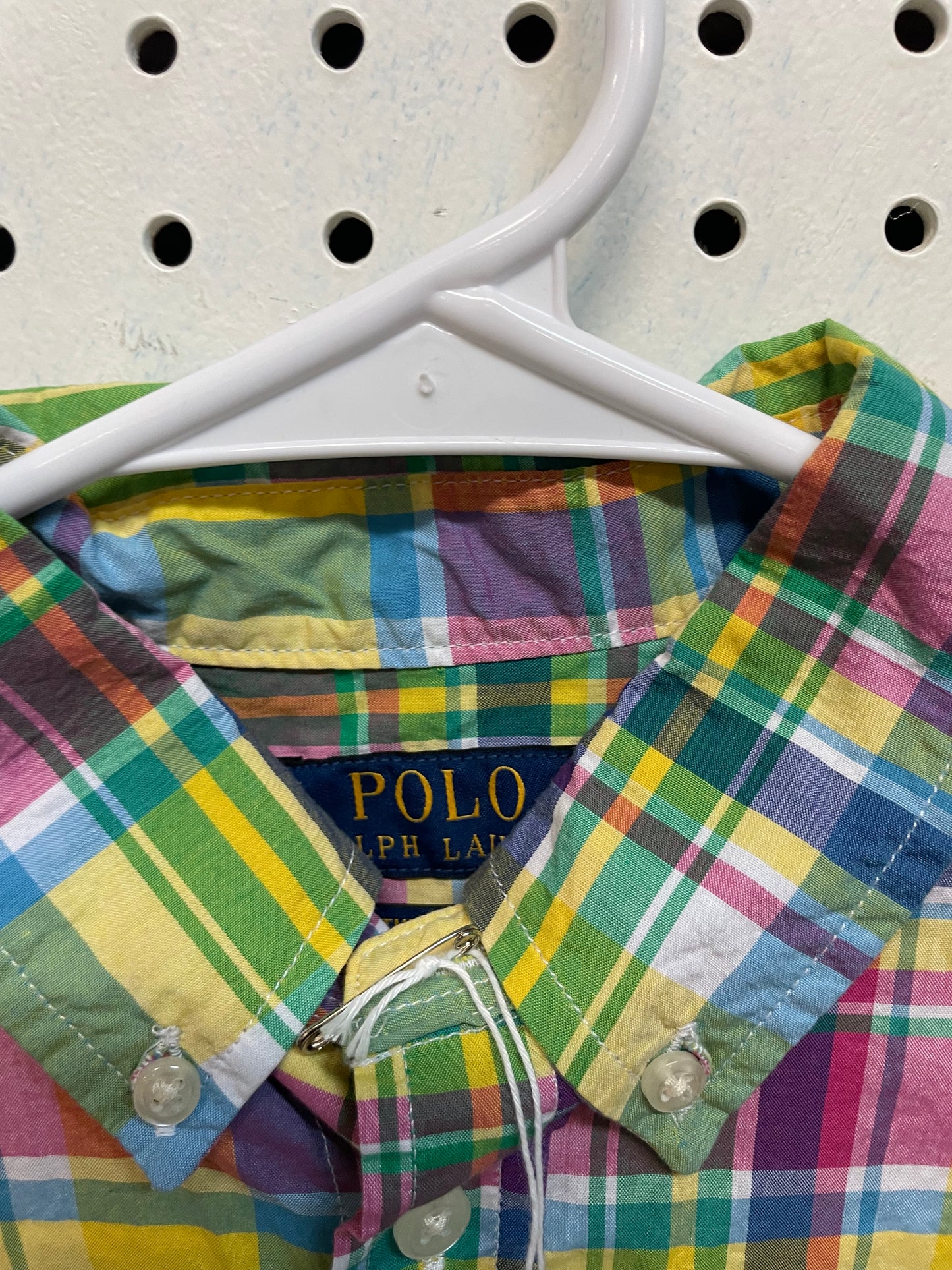 Polo Ralph Lauren Classic Fit Plaid  Yellow Short Sleeve Boys Size 10/12