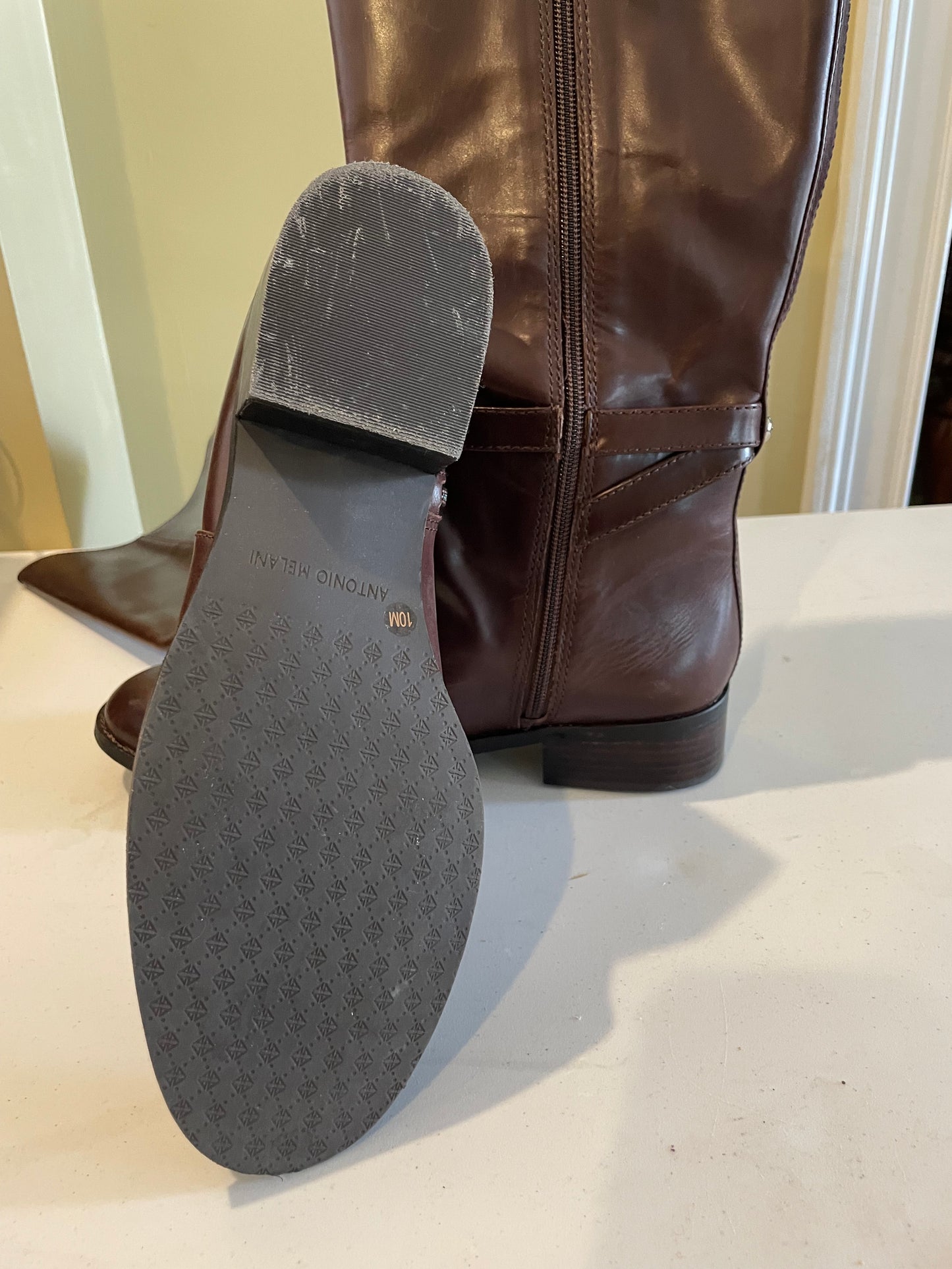 Antonio Melani Tall Dark Brown Leather Boots ~Size10M~ Fairly New Condition