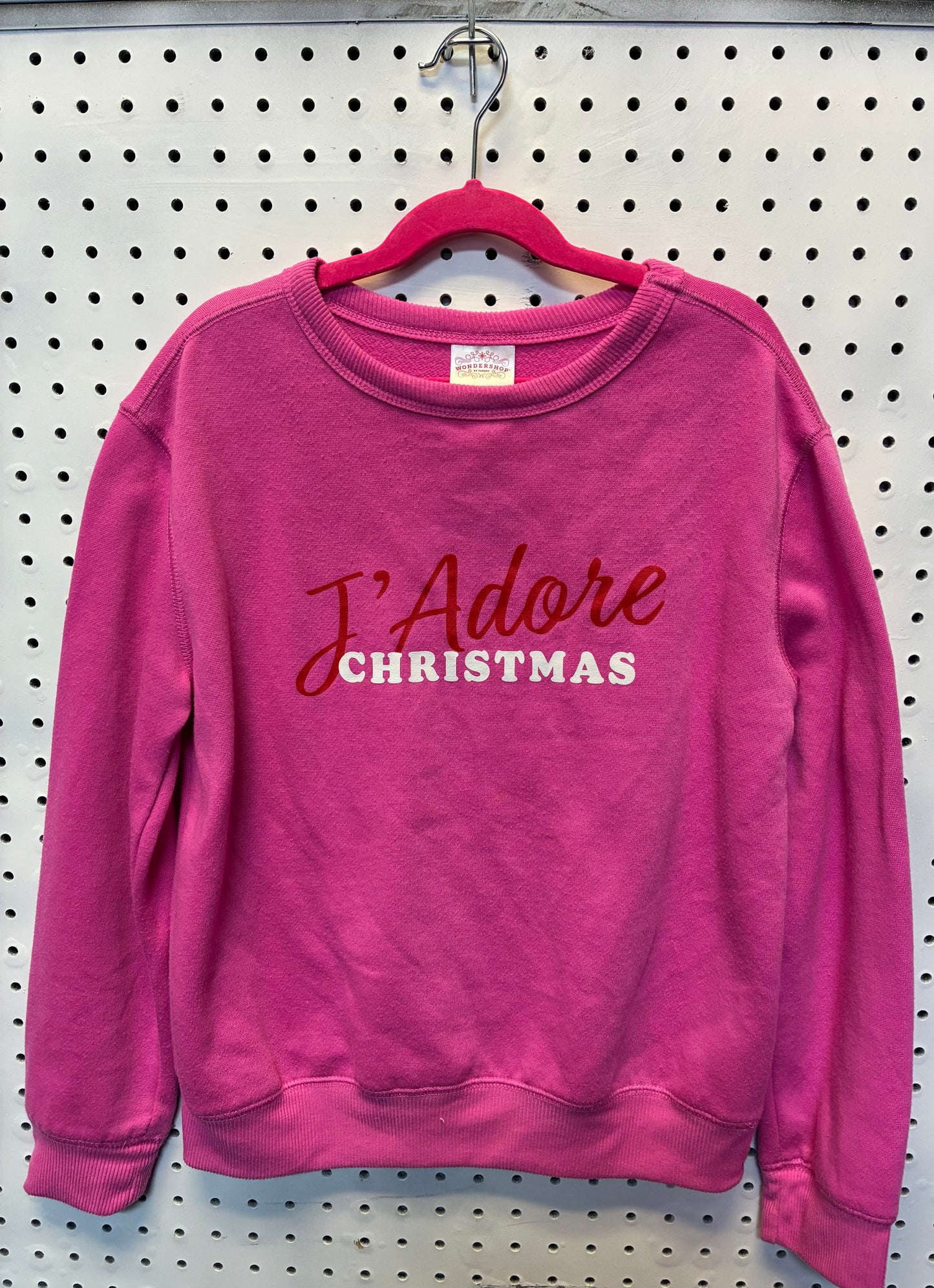 Pink Wondershop J'Adore Christmas sweatshirt Girls Size 10/12