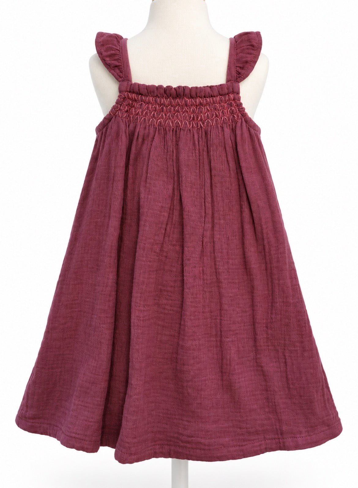 Girls summer dress in burgundy with ruffled straps Size 18-24mons NWT