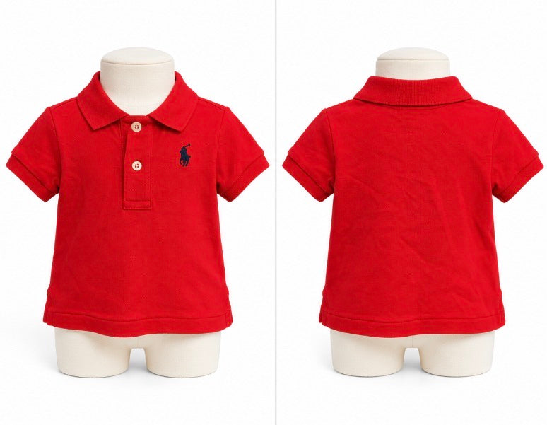 Polo Ralph Lauren Baby Red Navy Pony Polo Shirt 9 Months NWT