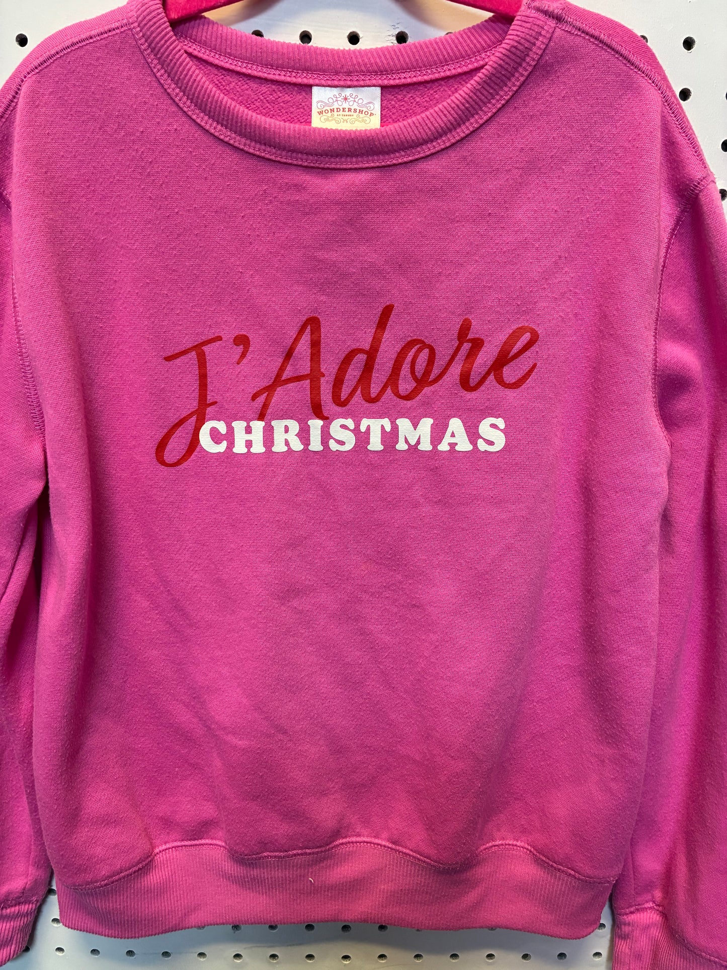 Pink Wondershop J'Adore Christmas sweatshirt Girls Size 10/12