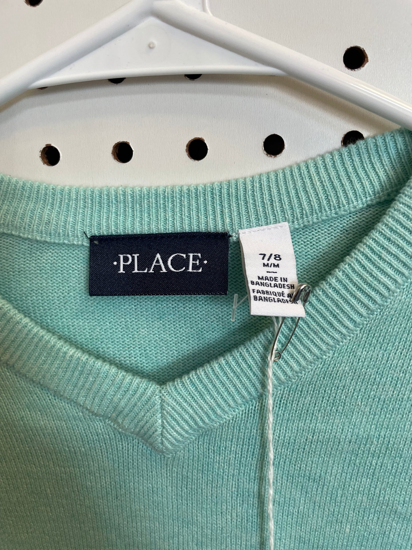 Boys V-Neck Sweater - Aqua Boys 7/8