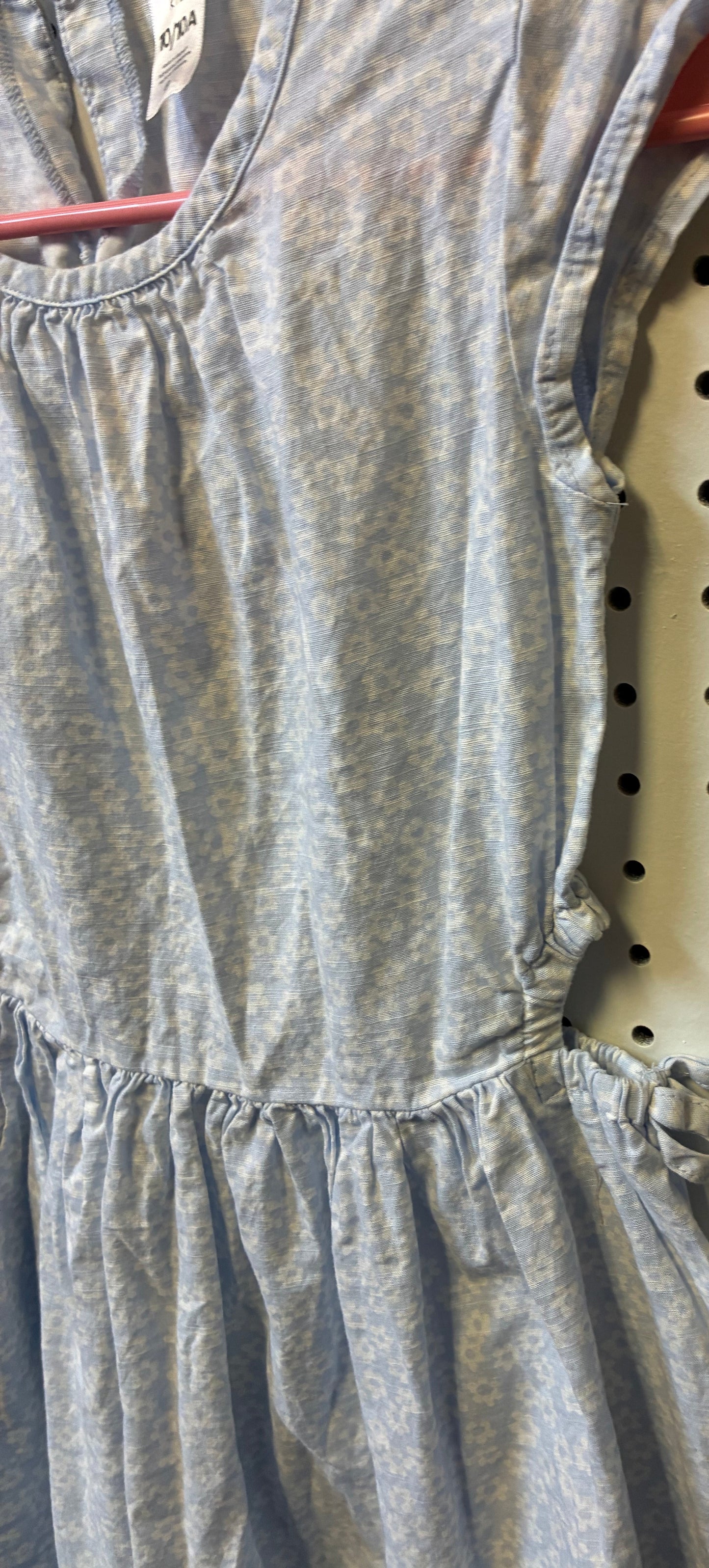 Carters Kid Size 10/10a Blue Floral Cotton Button Dress Short Sleeve