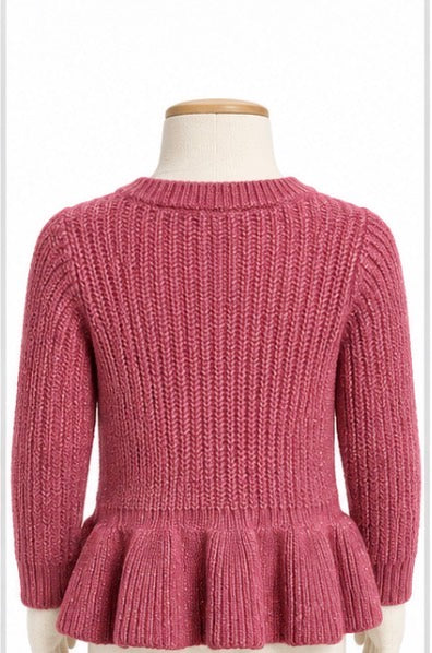 Okie Dokie Girls Pink Metallic Peplum Sweater Size 2T
