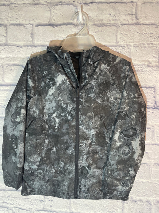Kid's All in Motion Wind and Water Resistant Zip Up Hooded Jacket Size S 6/7 Black Camouflage