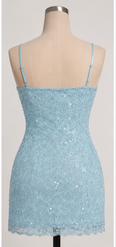 Fashion Nova Core Memory Sequin Mini Dress Light Blue XS NWT