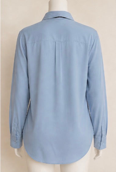 Fashion Nova CEO of Slaying Blue Button-Down Top Size Small NWT
