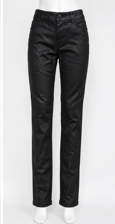 Fashion Nova Women’s Black Coated Straight-Leg Pants Size M/L