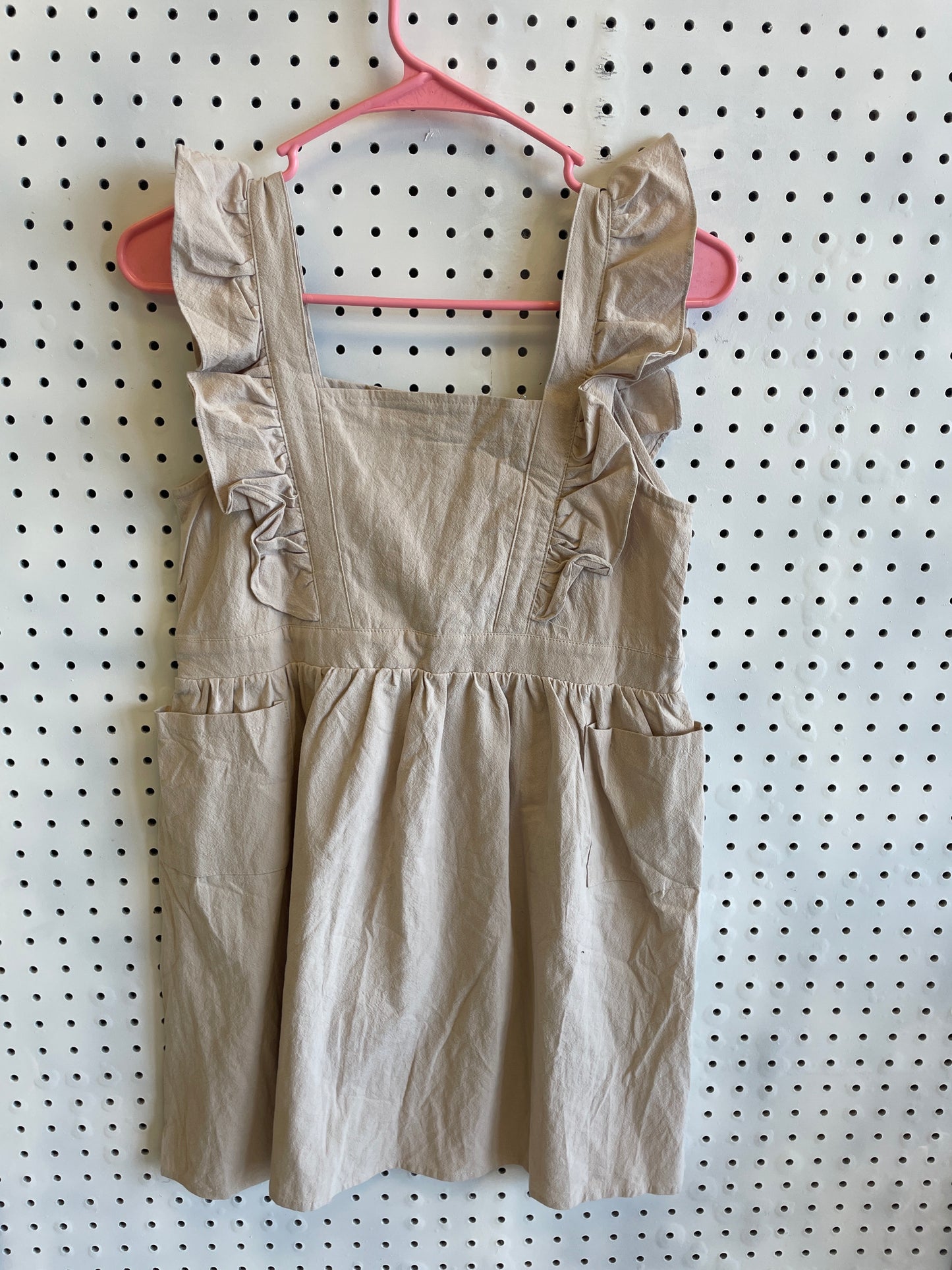 Girls Ruffle Sleeveless Khaki Dress- Size 10/12