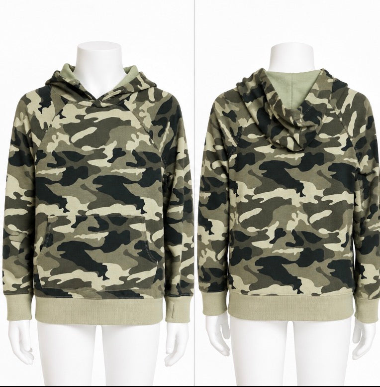 Wonder Nation green camouflage hoodie Size 10/12
