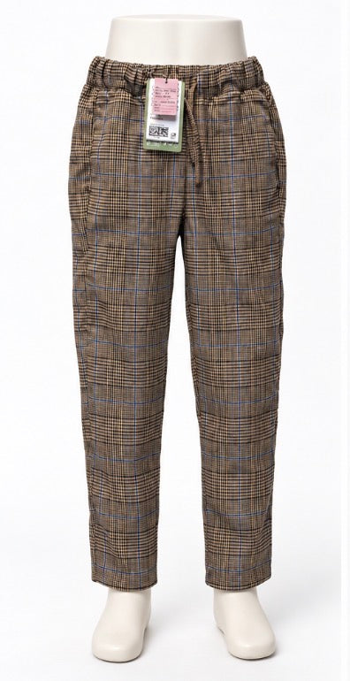 H&M Boys Brown Plaid Casual Pull-On Slacks NWT Size 6