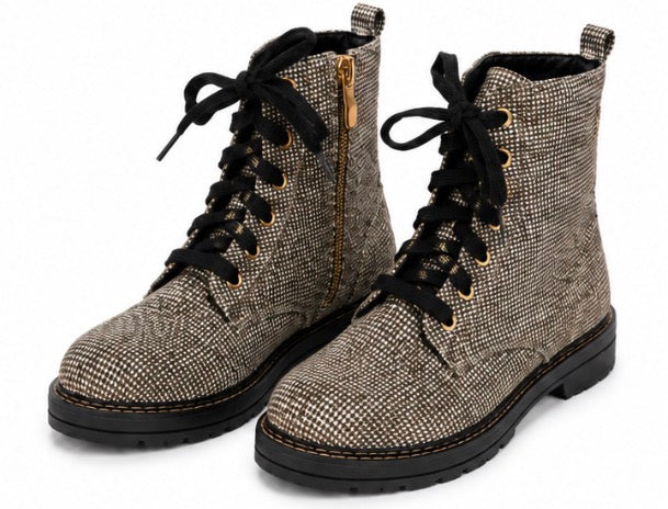 KIRK Girl’s Sparkle Houndstooth Combat Boots Size 5