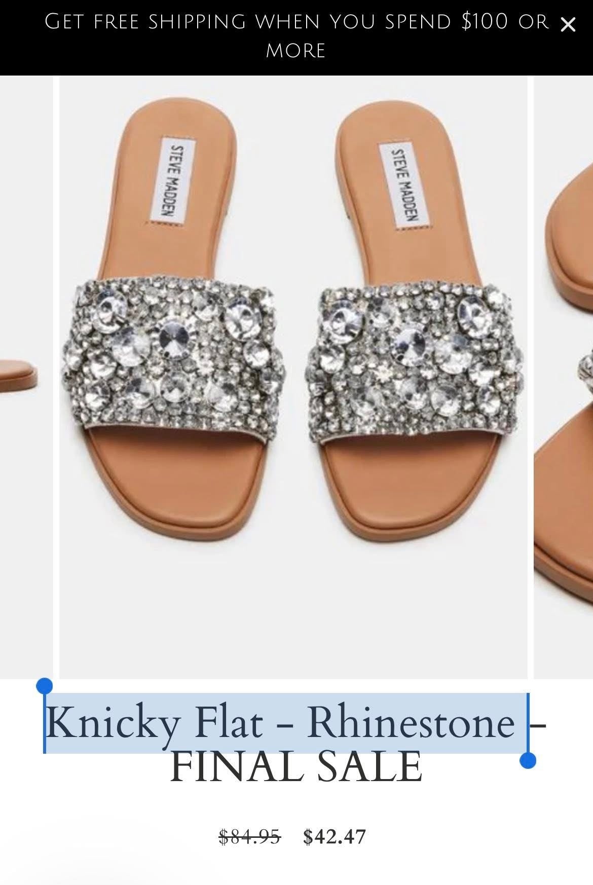 Steve Madden
Knicky Flat - Rhinestone 
Size 12 Medium