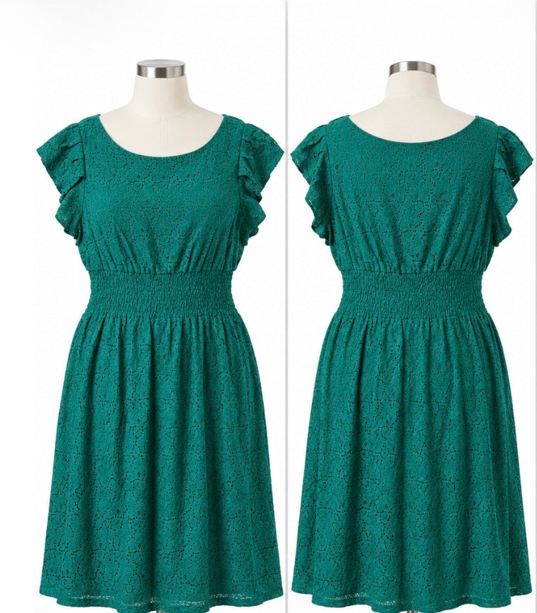 Pinky Women’s Teal Lace Fit-and-Flare Dress Size 2XL