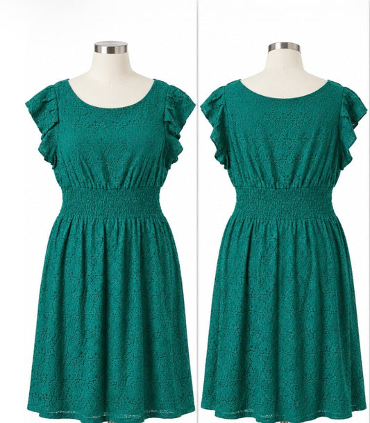 Pinky Women’s Teal Lace Fit-and-Flare Dress Size 2XL