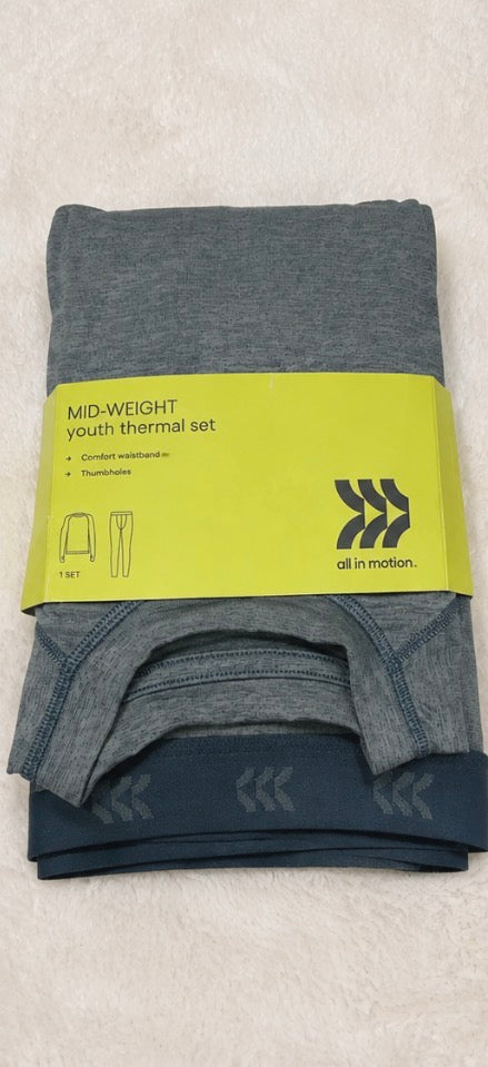 All in Motion Boys Mid-Weight Thermal Base Layer Set – XL (14) – Gray (New n Pack)