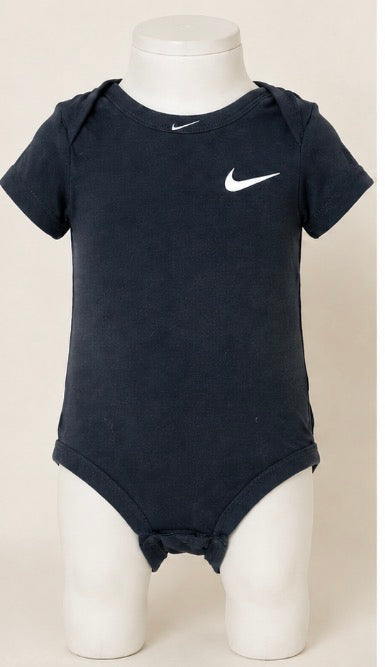 Nike Baby Navy Blue White Swoosh Short-Sleeve Bodysuit Size 18mons