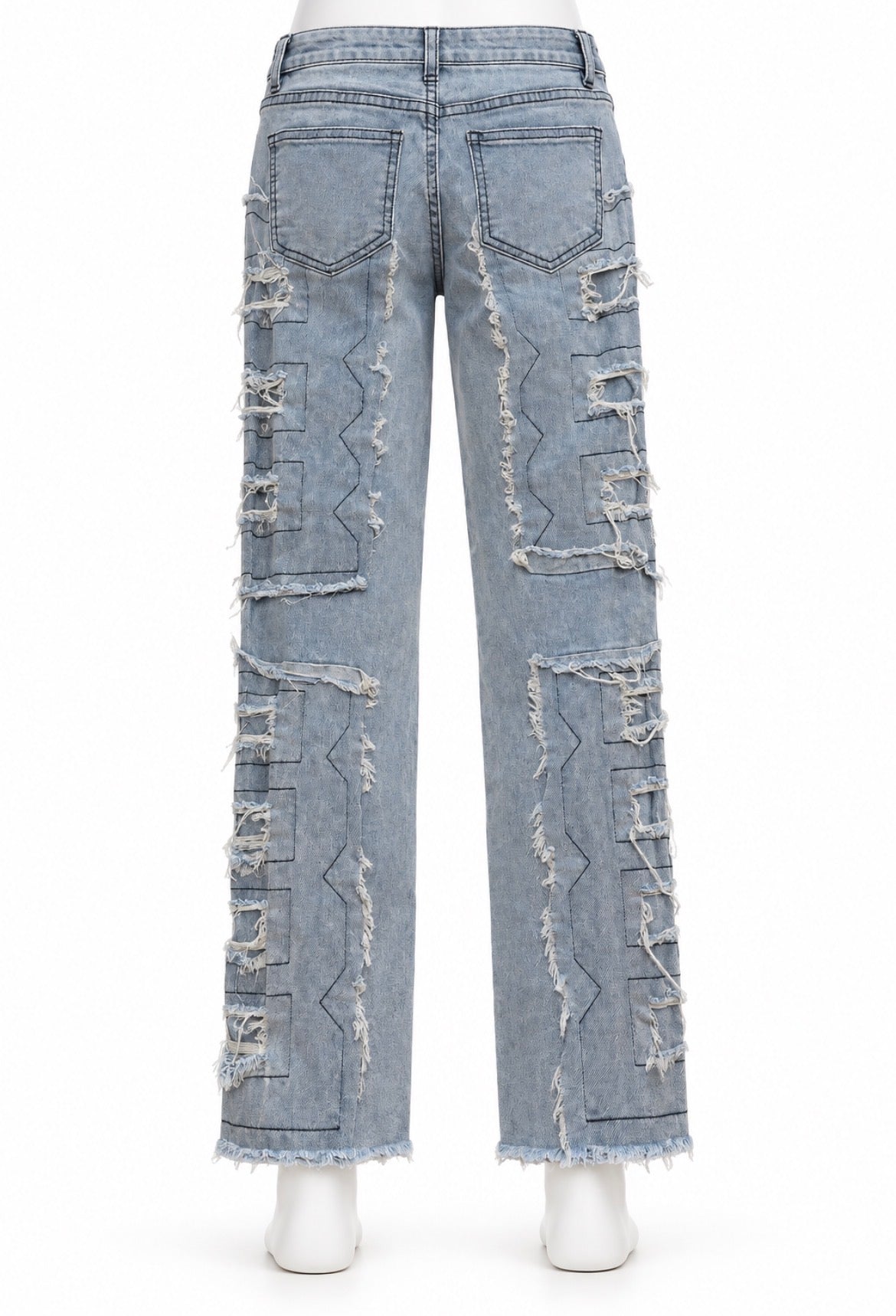 Stylish Distressed Denim Jeans with Unique Stitching Girl’s Size 10/12