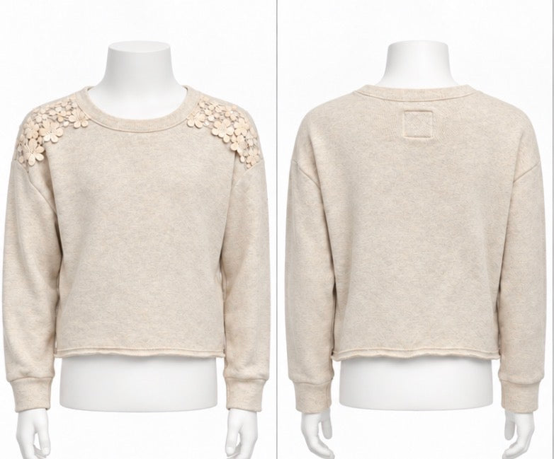 OshKosh B’gosh Girls Off-White Floral Shoulder Sweater Size 12