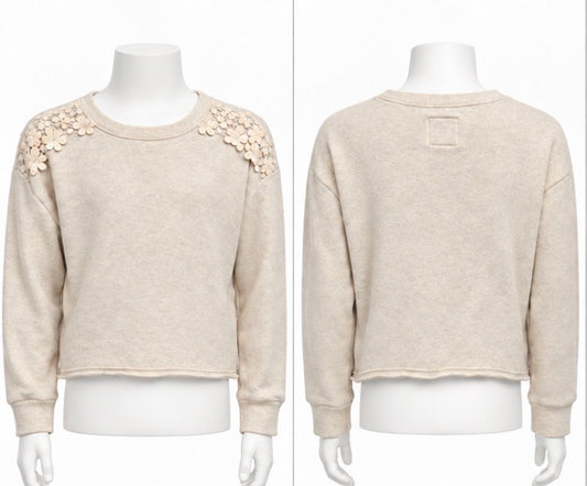 OshKosh B’gosh Girls Off-White Floral Shoulder Sweater Size 12