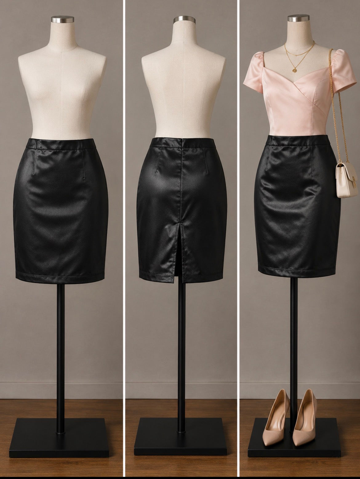 Haute Monde Women’s Large Black Stretch Pencil Skirt