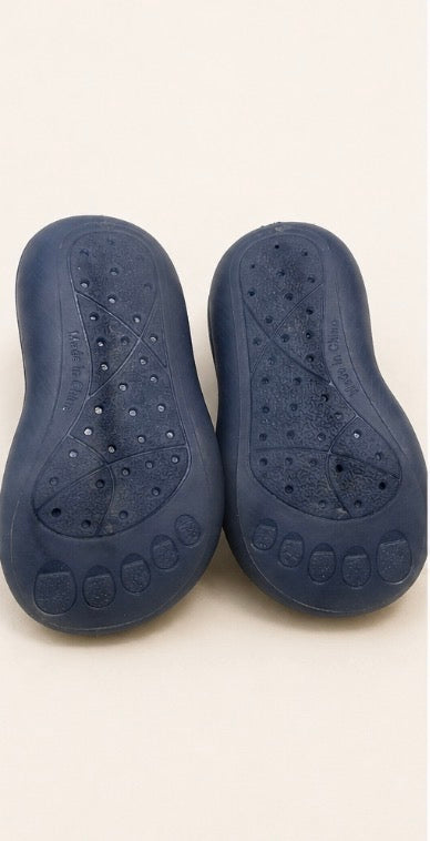 Baby Boys Blue & Tan Non-Slip Sock Shoes First Walkers (6-12mons)