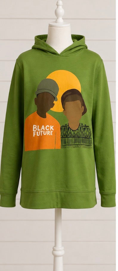 Boys Black Future Graphic Hoodie – Green – Size 12/14