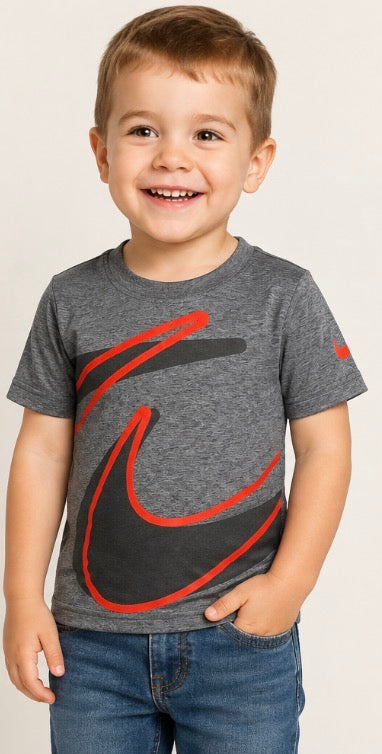 Nike Dri-FIT Toddler Boys Graphic T-Shirt Gray Red Size 2T