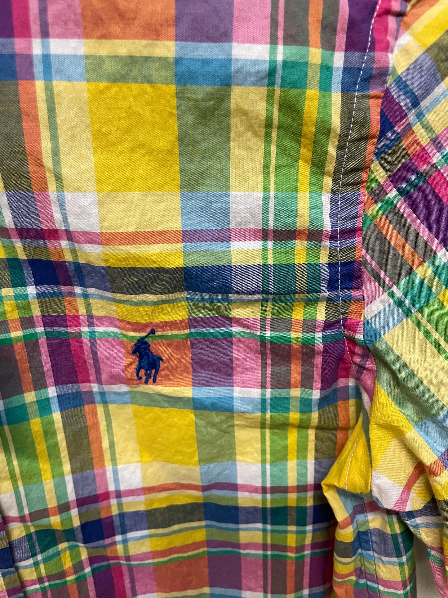 Polo Ralph Lauren Classic Fit Plaid  Yellow Short Sleeve Boys Size 10/12