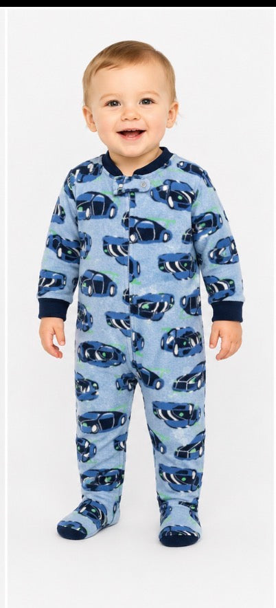 Simple Joys by Carter’s Boys 24M Blue Car Print Fleece Footed Pajamas